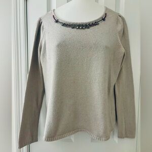Hinge sz L, bejeweled knit pullover scoop neck sweater, preloved